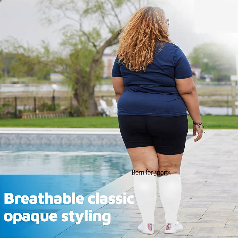 Chaussettes de compression à bout ouvert de couleur unie grande taille (3 paires) - image 7