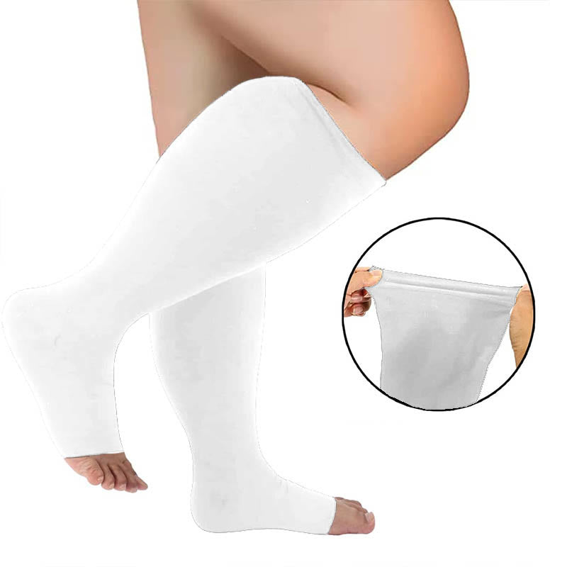 Chaussettes de compression à bout ouvert de couleur unie grande taille (3 paires) - image 6