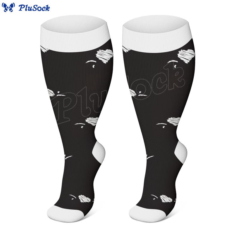 Chaussettes de compression à rayures et cœurs, grande taille (3 paires)