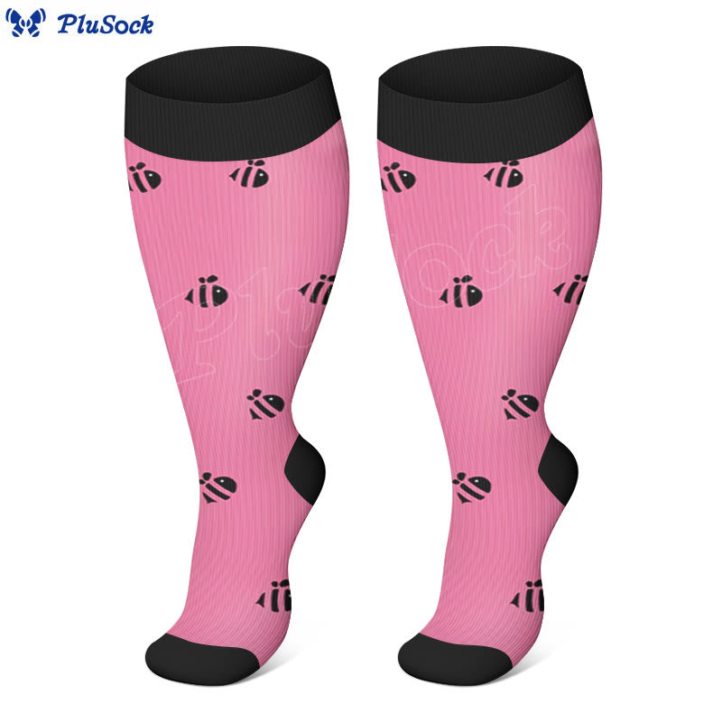 Chaussettes de compression Bee grande taille (3 paires) - Rose - 4XL - image 2