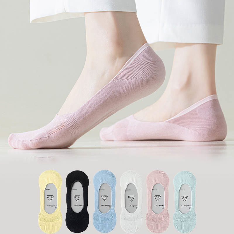 Chaussettes d'été invisibles en soie glacée grande taille (6 paires)