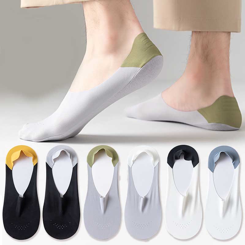 Chaussettes invisibles respirantes en soie glacée grande taille (6 paires)