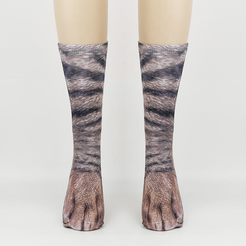 Chaussettes courtes grande taille motif pattes d'animaux 3D (3 paires) - Chat - EU38-44 (US5-10) - image 3