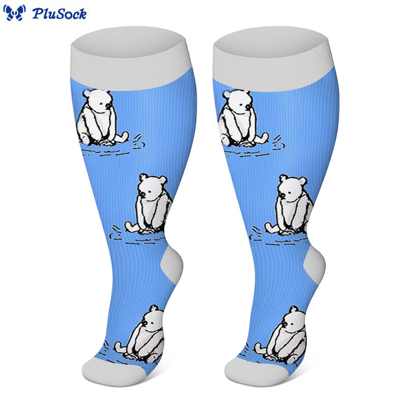 Chaussettes de compression grande taille motif ours lapin (3 paires) - Bleu - 4XL - image 5