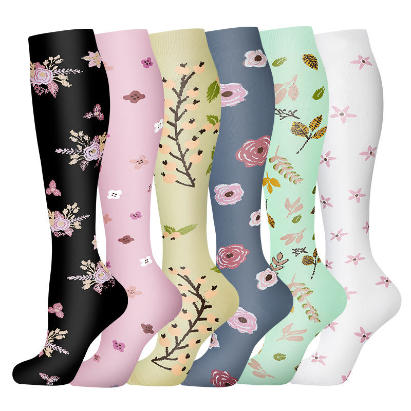Chaussettes de compression série Flower (6 paires) - Multicolore - S/M - image 0