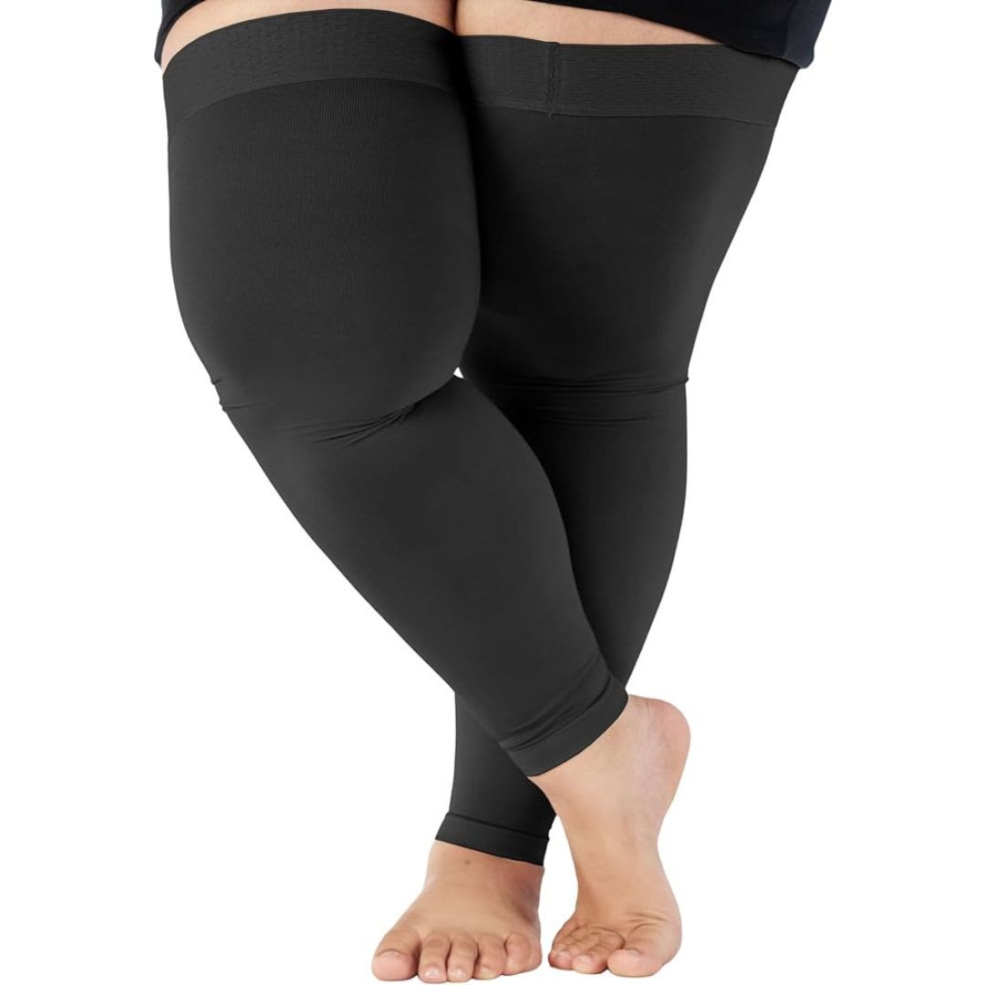 Manchon de compression grande taille sans orteils et à hauteur de cuisse