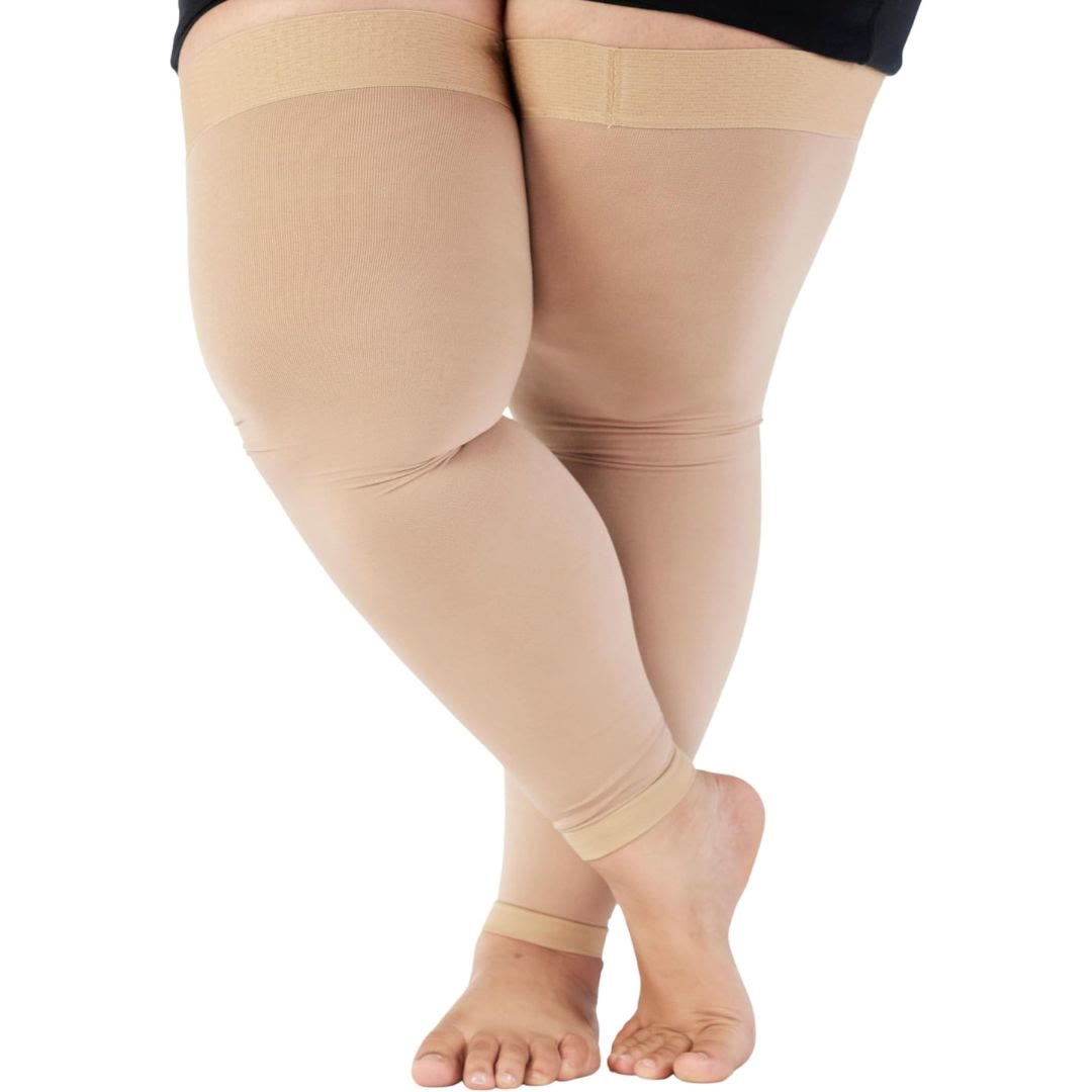 Manchon de compression grande taille sans orteils et à hauteur de cuisse
