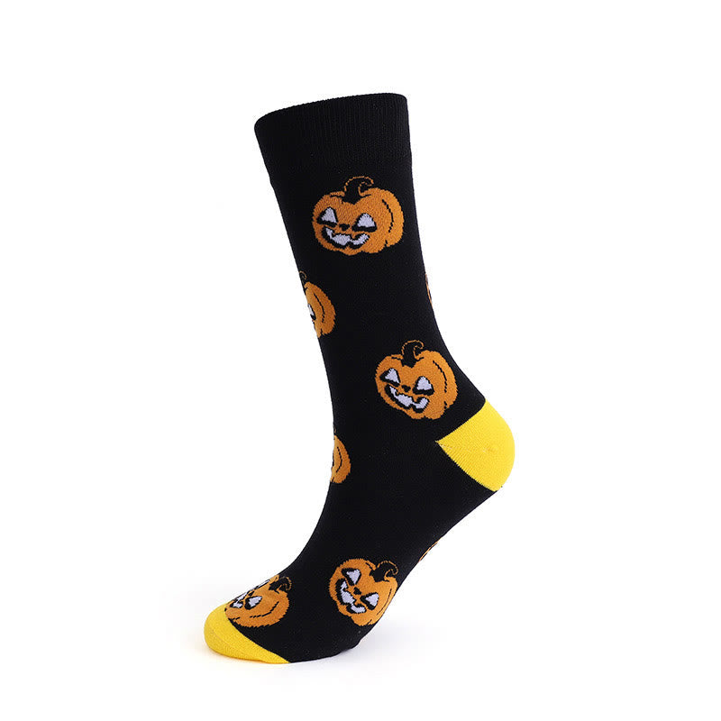 Chaussettes d'Halloween grande taille motif citrouille et crâne (3 paires)