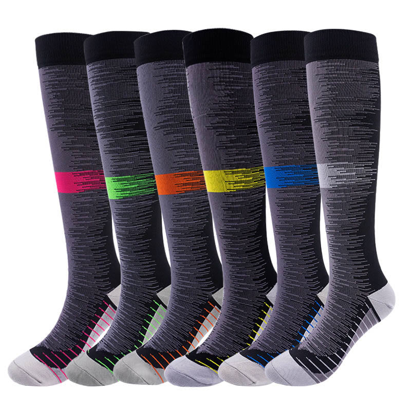 Chaussettes de compression à blocs de couleurs tendance (6 paires)