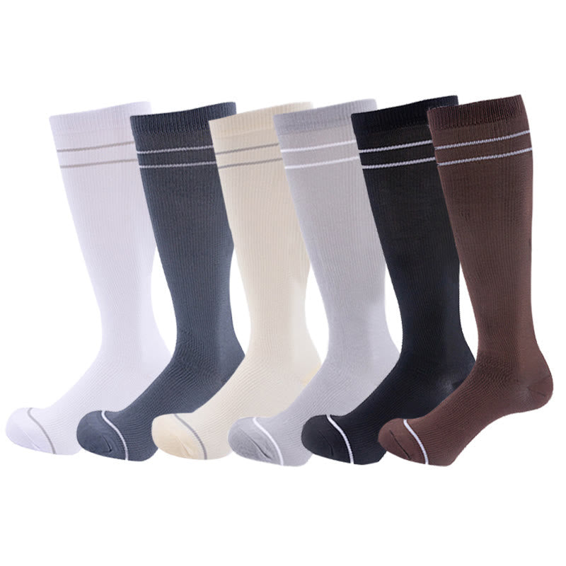 Chaussettes de compression classiques de couleur unie (6 paires)
