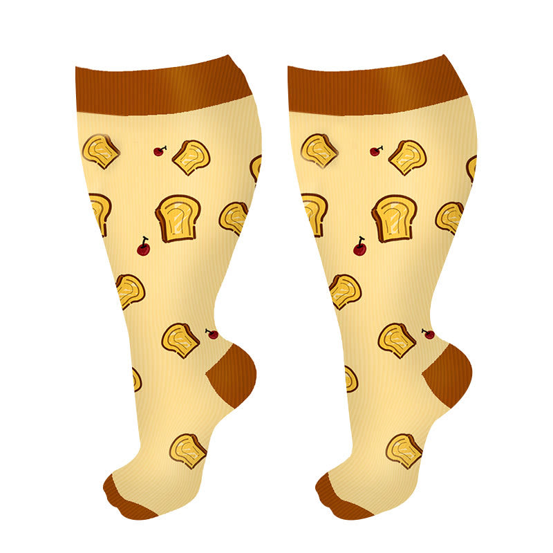 Chaussettes de compression grande taille motif pain au brocoli (3 paires)