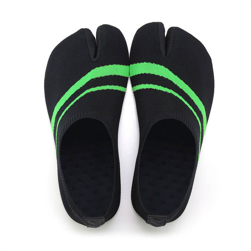 Chaussons-chaussettes rayés à bout fendu grande taille - Vert - 4XL - image 10