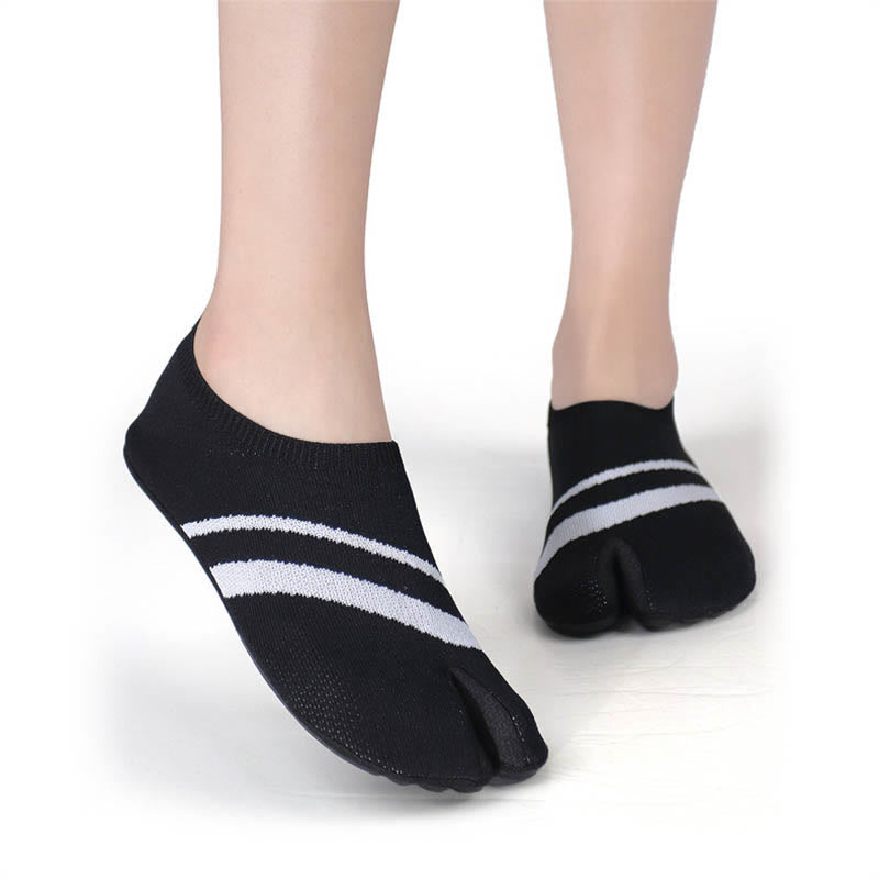 Chaussons-chaussettes rayés à bout fendu grande taille - image 1