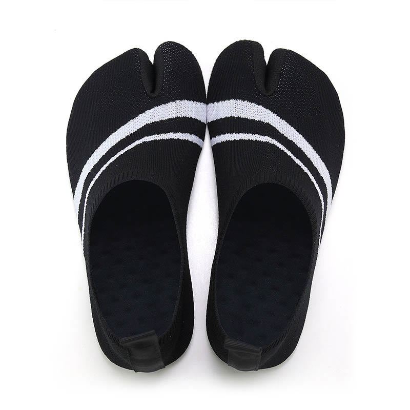 Chaussons-chaussettes rayés à bout fendu grande taille - Blanc - 4XL - image 12