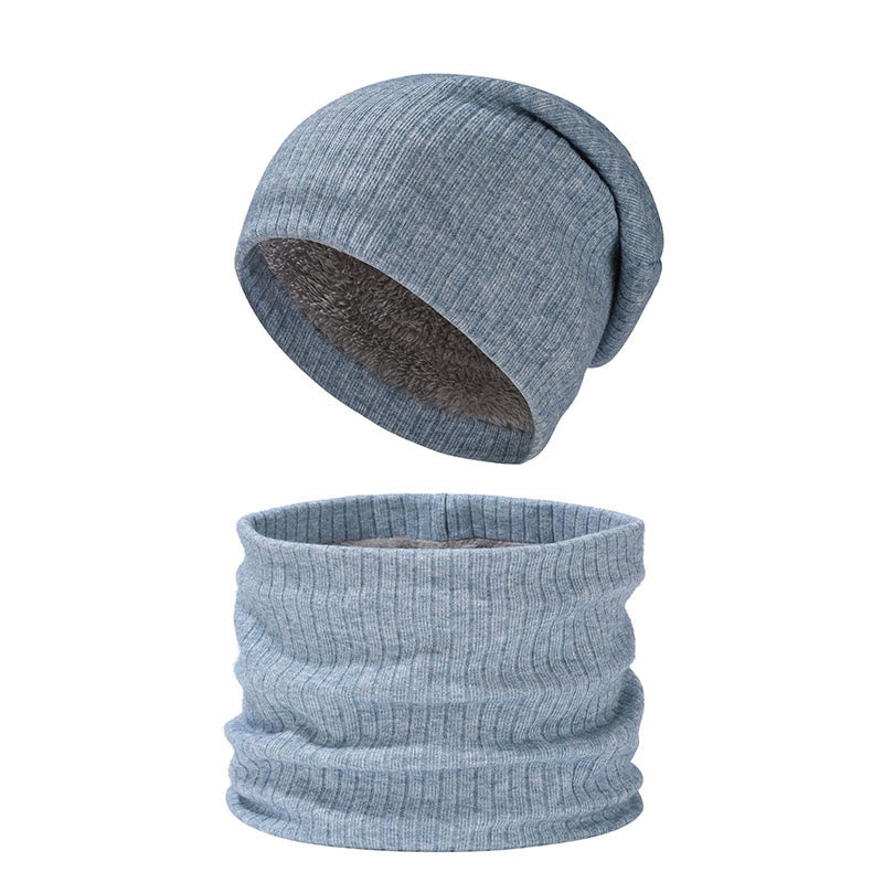 Ensemble bonnet et écharpe en tricot simple de couleur unie 2 en 1 - Bleu clair - Taille unique - image 16