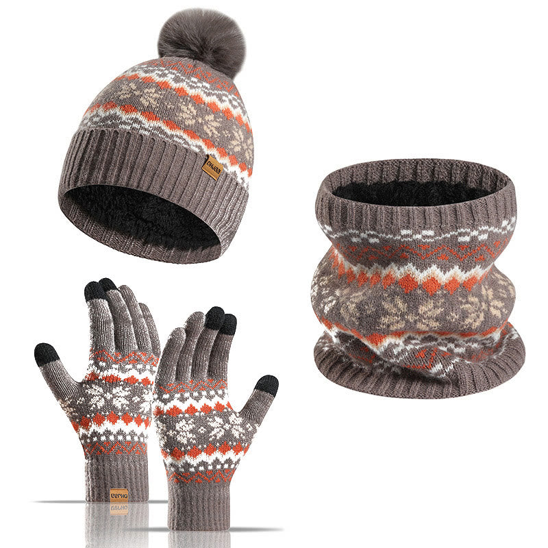 Ensemble 3 en 1 gants, bonnet et écharpe flocon de neige