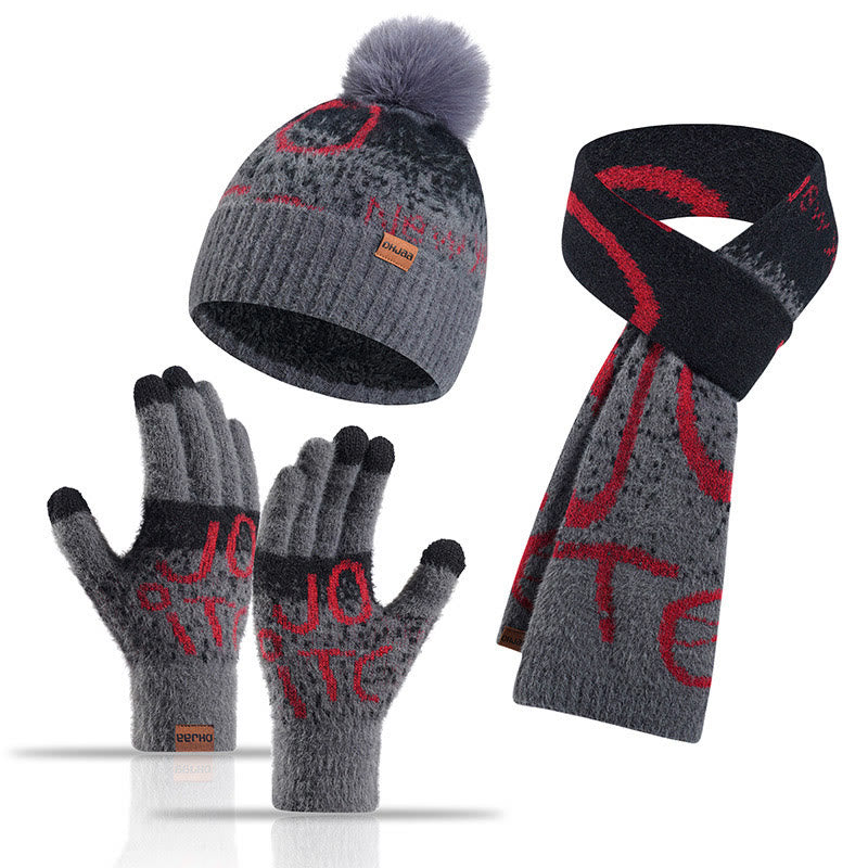 Ensemble 3 en 1 gants, bonnet et écharpe Alphabet - Gris - Taille unique - image 10