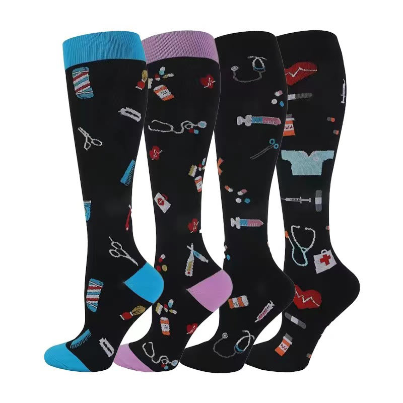 Chaussettes de compression pour fournitures médicales (4 paires) - Multicolore - S/M - image 0