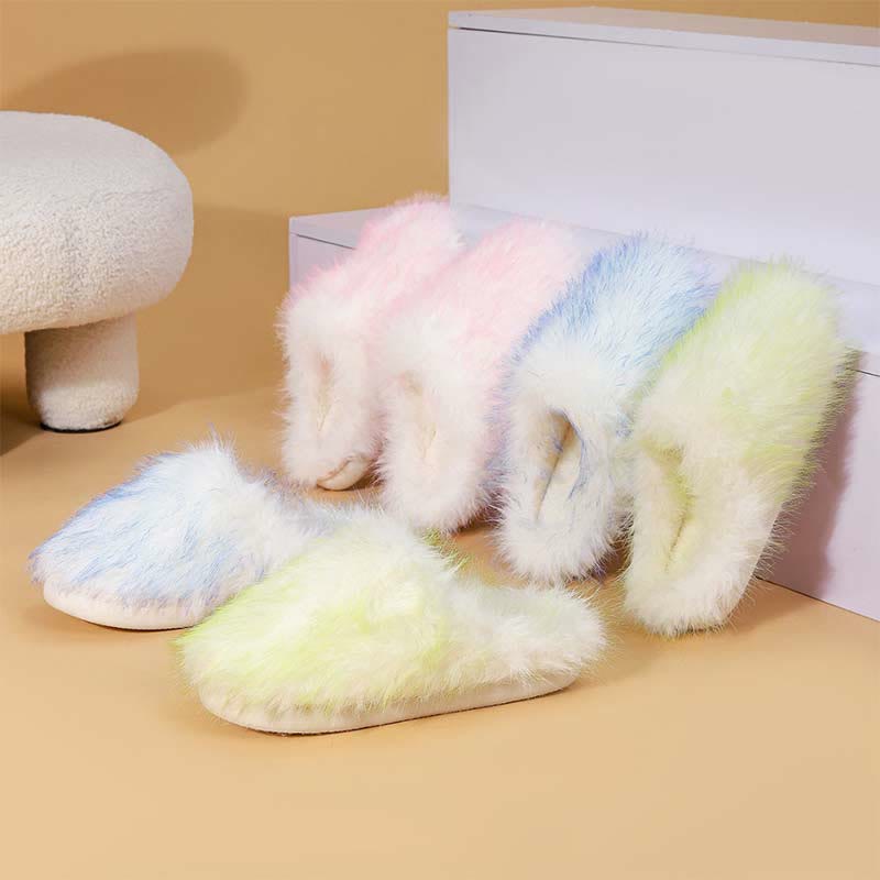 Chaussons en peluche à fourrure longue grande taille