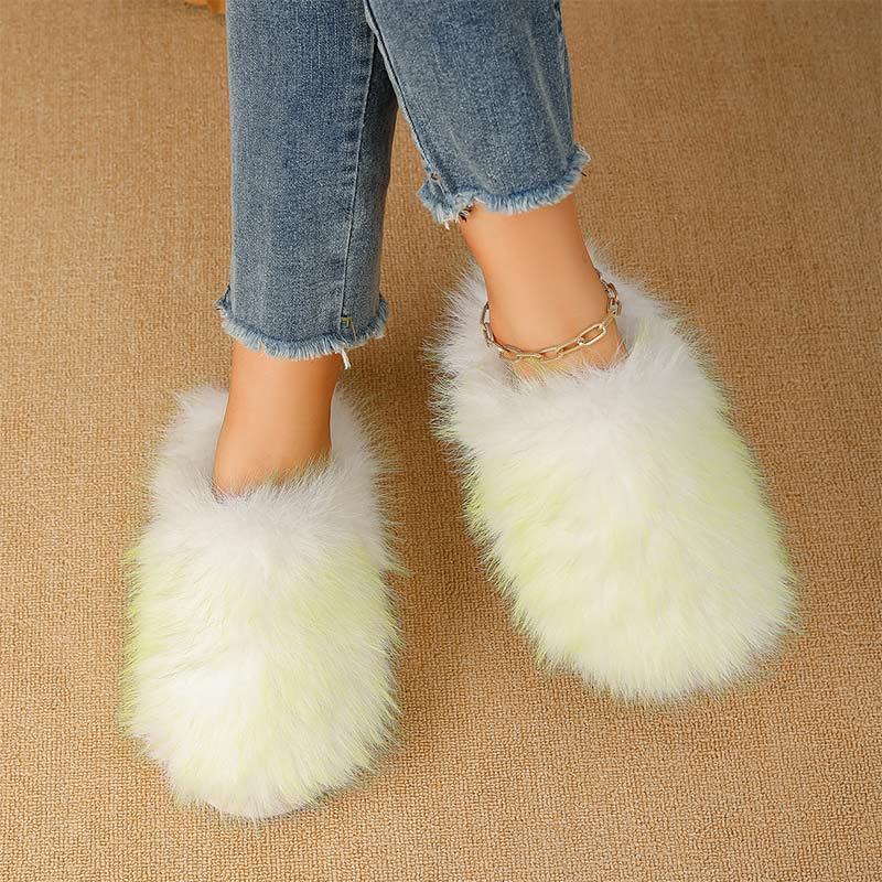 Chaussons en peluche à fourrure longue grande taille