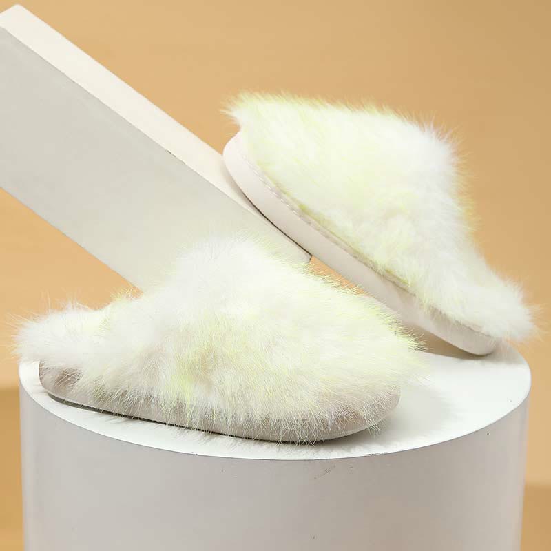 Chaussons en peluche à fourrure longue grande taille