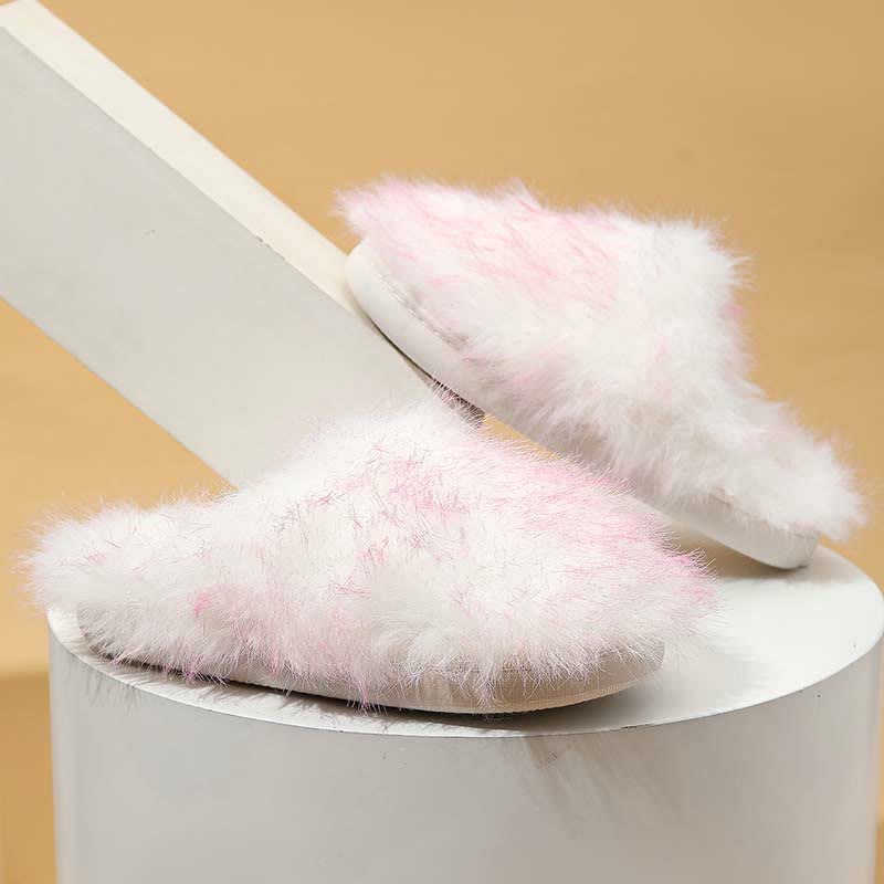 Chaussons en peluche à fourrure longue grande taille