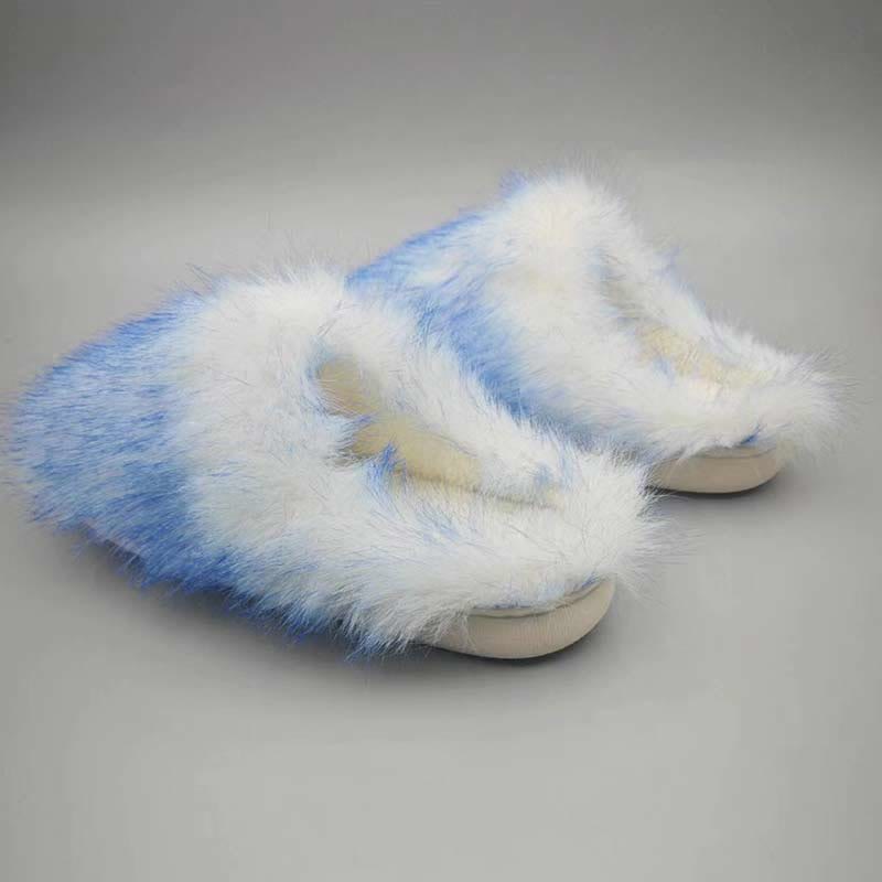Chaussons en peluche à fourrure longue grande taille - Bleu - EU 42-43 (US 11-12) - image 7