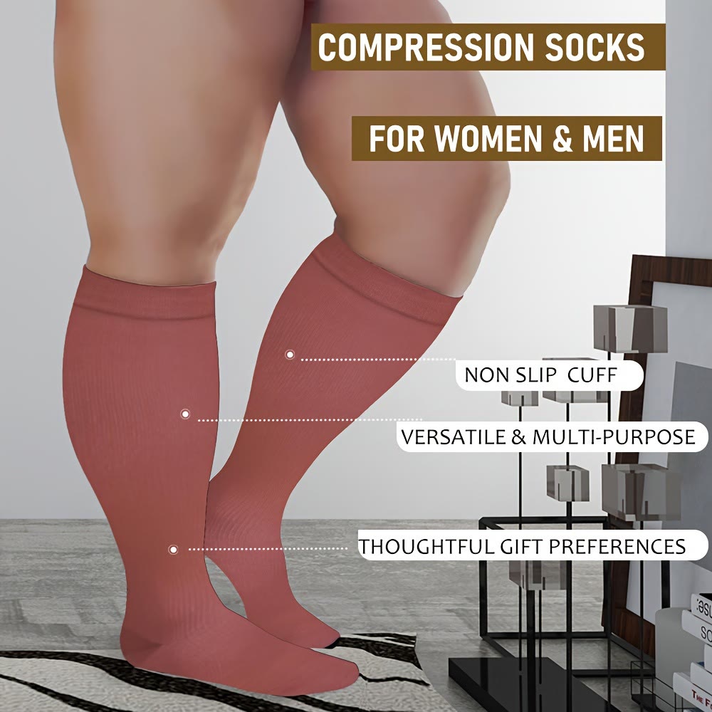 Chaussettes de compression roses grande taille (3 paires)
