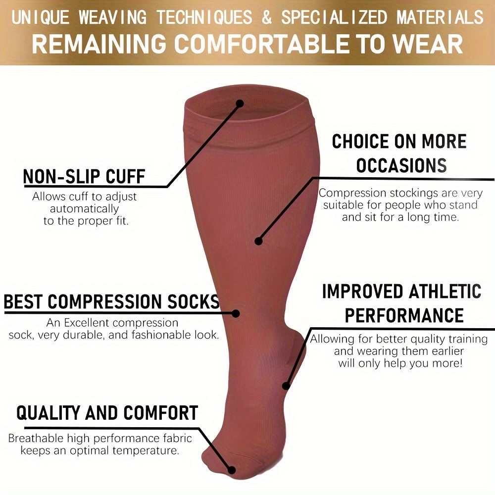 Chaussettes de compression roses grande taille (3 paires)