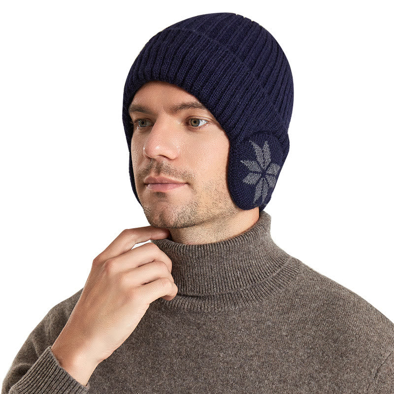 Bonnet cache-oreilles flocon de neige