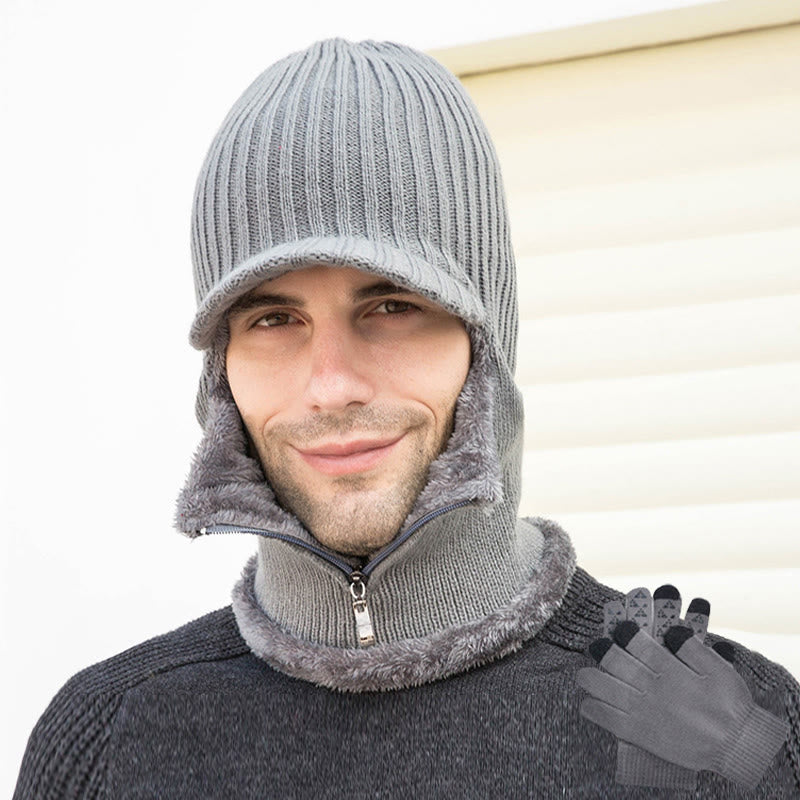 Ensemble bonnet et gants zippés 2 en 1