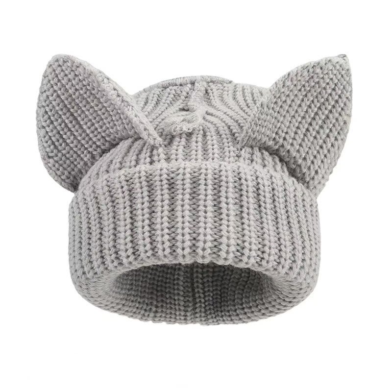Bonnet amusant avec oreilles de chat mignonnes grande taille - Gris clair - M - image 9