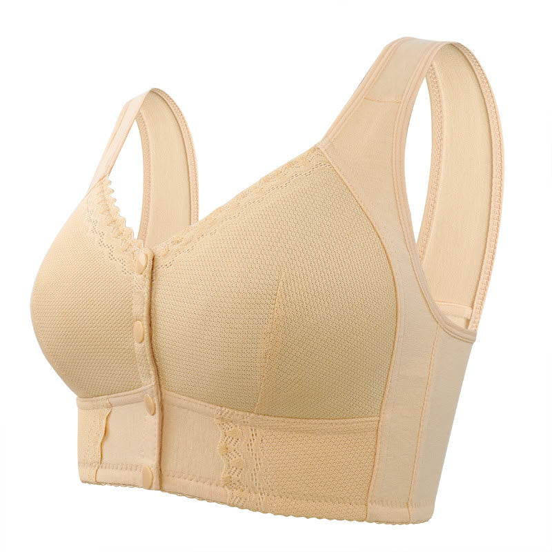 Soutien-gorge sans armatures en dentelle de couleur unie grande taille