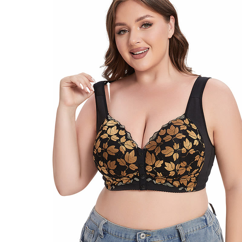Soutien-gorge sans armatures à boucle en dentelle grande taille