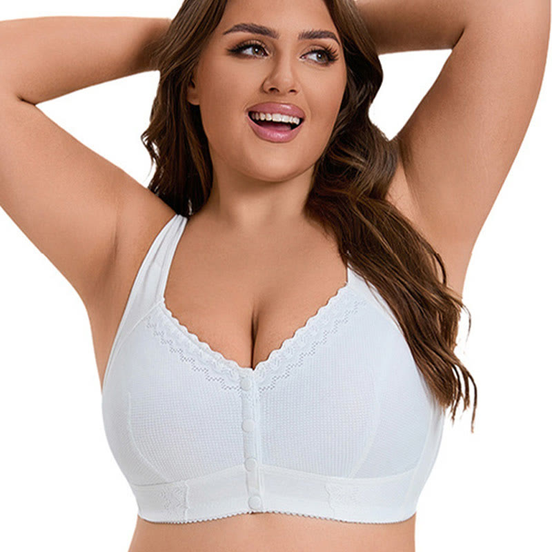 Soutien-gorge sans armatures style gilet en dentelle grande taille