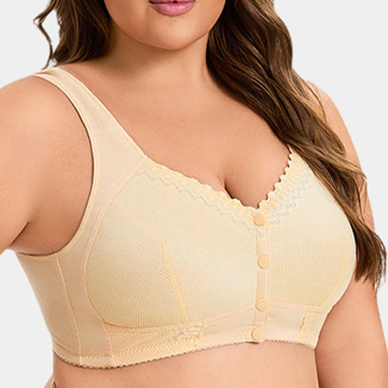 Soutien-gorge sans armatures en dentelle de couleur unie grande taille