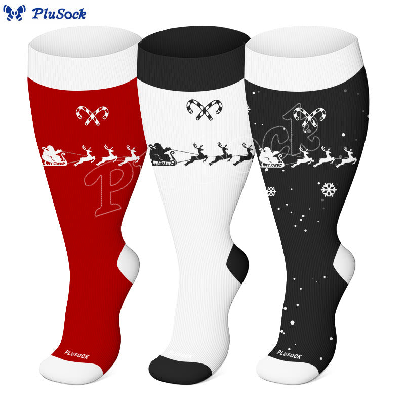 Chaussettes de compression grande taille motif canne à sucre (3 paires) - image 3