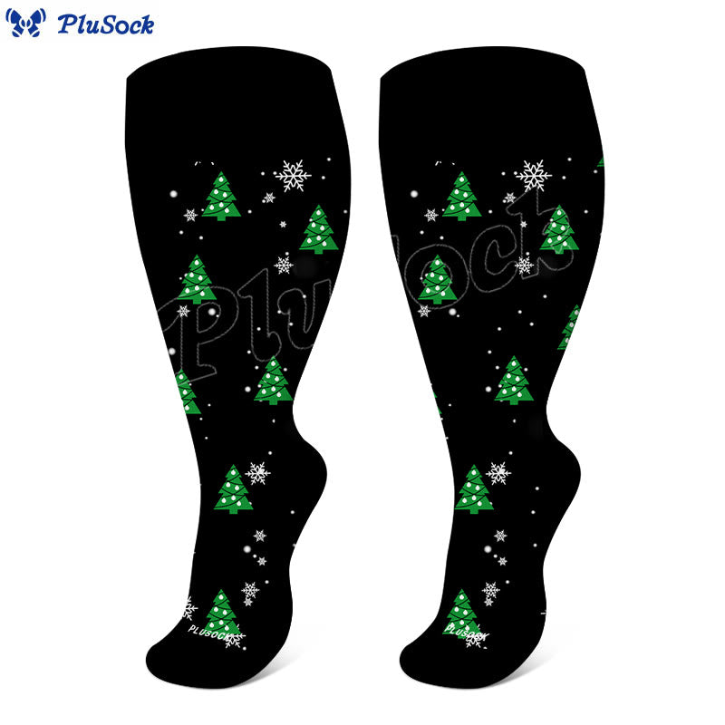 Chaussettes de compression grande taille motif sapin de Noël et bonhomme de neige (3 paires) - image 6