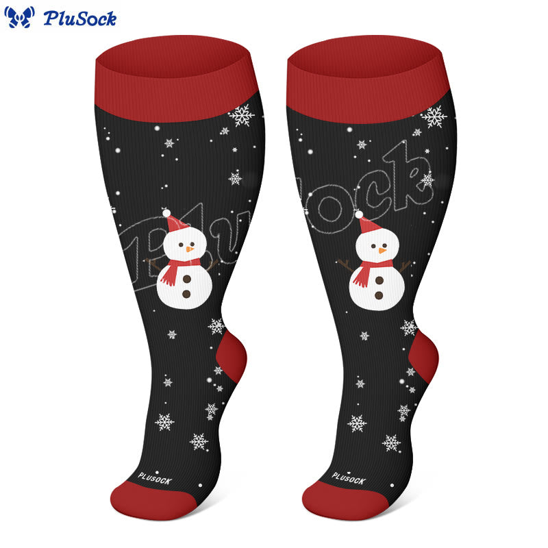 Chaussettes de compression grande taille motif sapin de Noël et bonhomme de neige (3 paires) - image 7