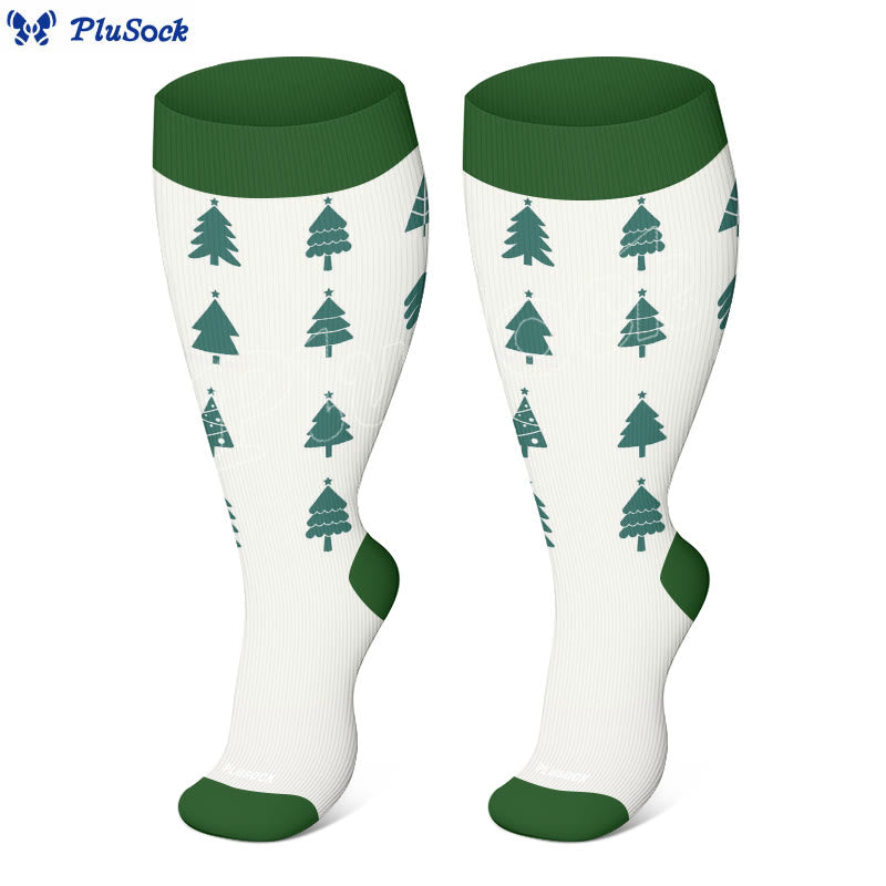 Chaussettes de compression grande taille motif sapin de Noël et bonhomme de neige (3 paires) - image 8