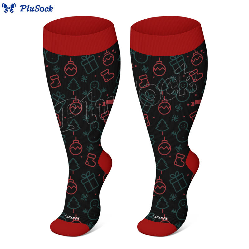 Chaussettes de compression grande taille motif bonhomme en pain d'épices - Noir - 4XL - image 7