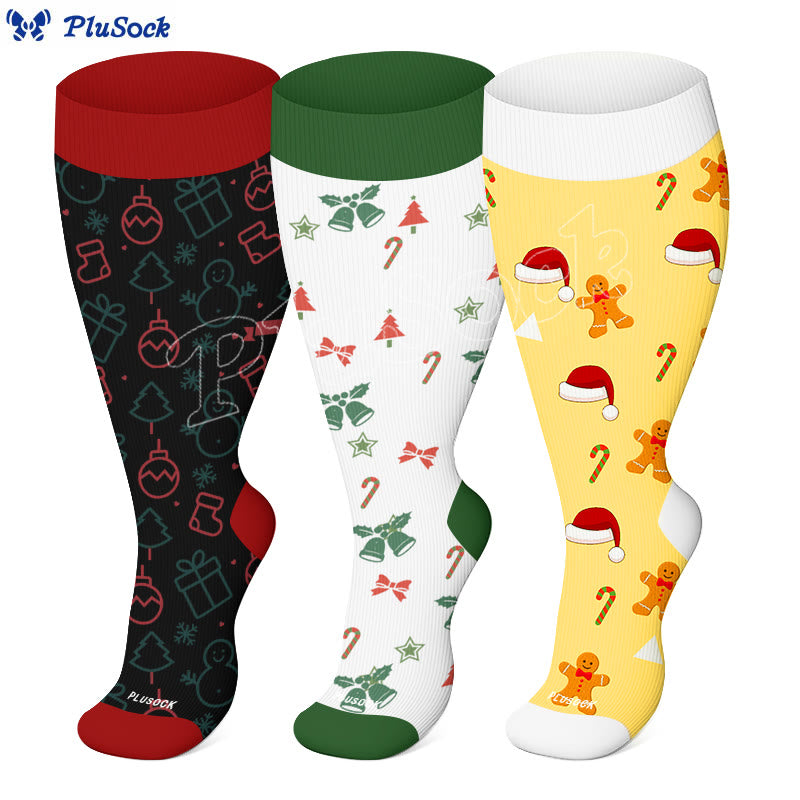 Chaussettes de compression grande taille motif bonhomme en pain d'épices - image 2