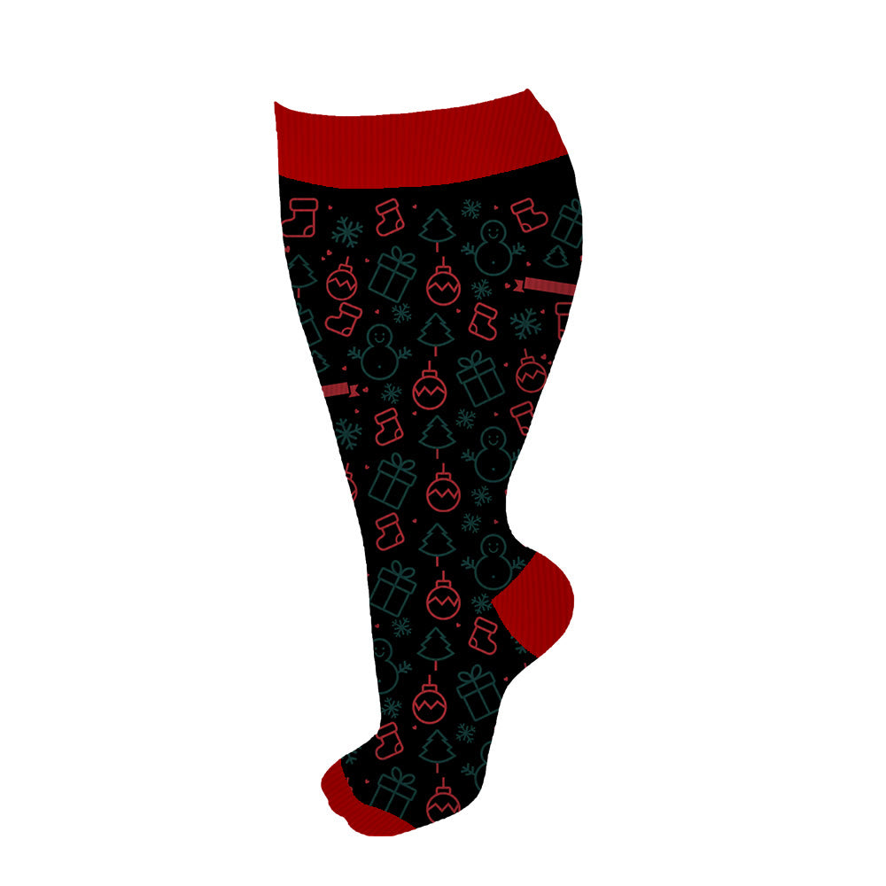 Chaussettes de compression grande taille motif bonhomme en pain d'épices (3 paires) - Noir - 4XL - image 12