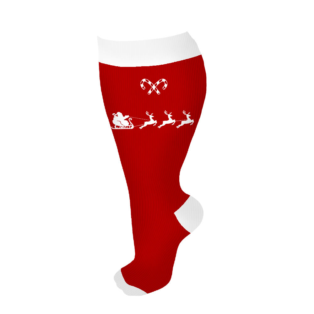 Chaussettes de compression grande taille motif canne à sucre (3 paires) - Rouge - 4XL - image 12