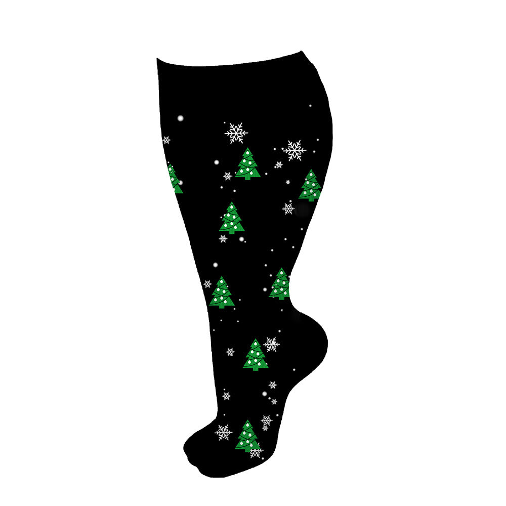 Chaussettes de compression grande taille motif sapin de Noël et bonhomme de neige (3 paires) - Noir - 4XL - image 9