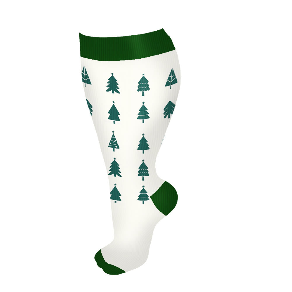 Chaussettes de compression grande taille motif sapin de Noël et bonhomme de neige (3 paires) - Blanc - 4XL - image 10
