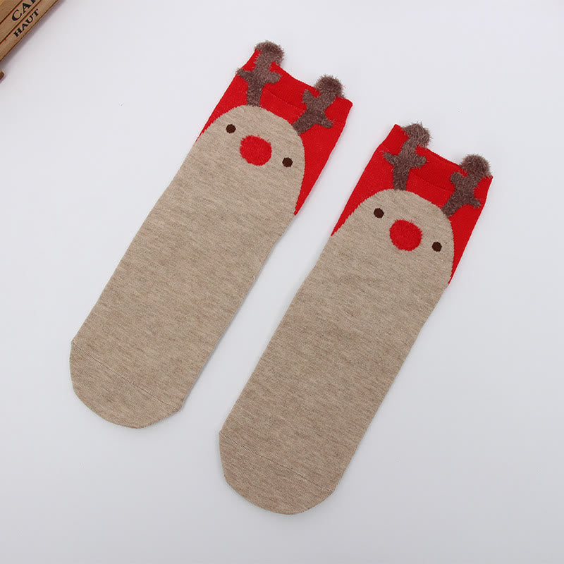 Chaussettes de Noël à motif renard et élan