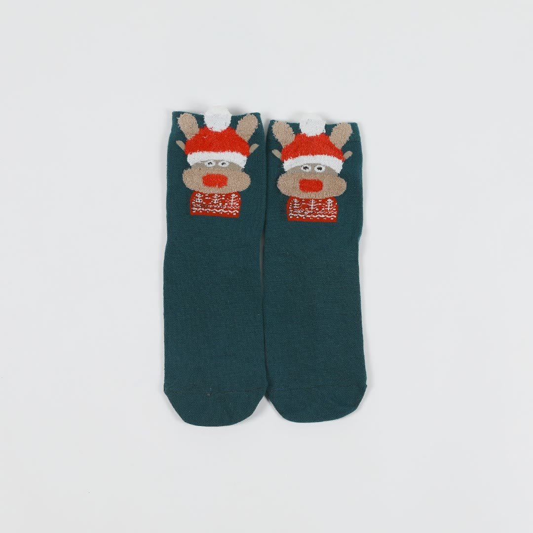 Chaussettes de Noël à motif renard et élan