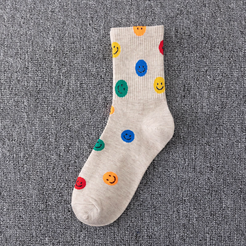 Chaussettes courtes colorées à motif smiley grande taille