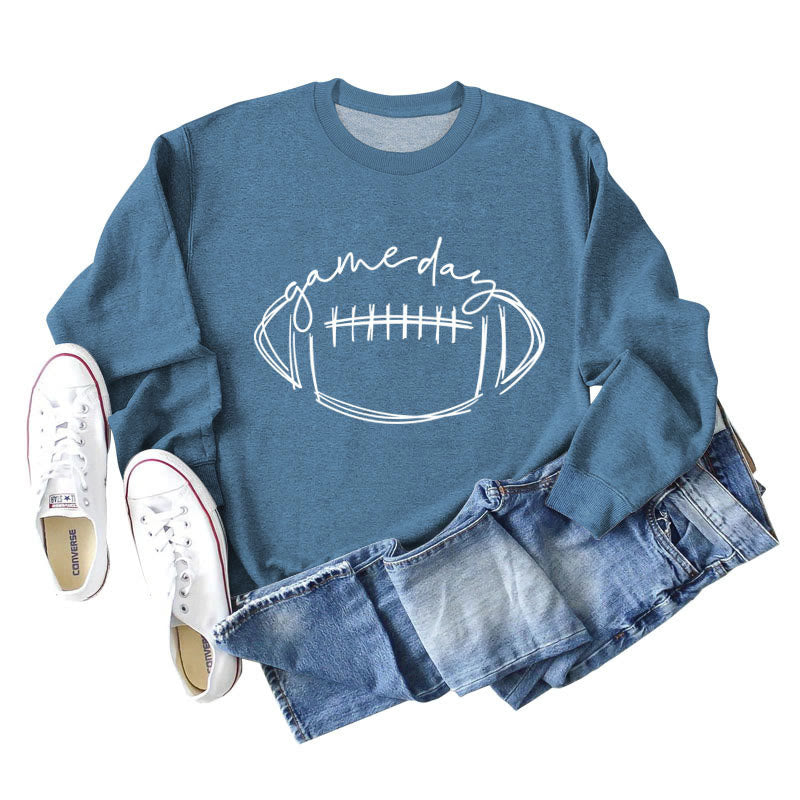 Sweat-shirt blanc imprimé rugby grande taille